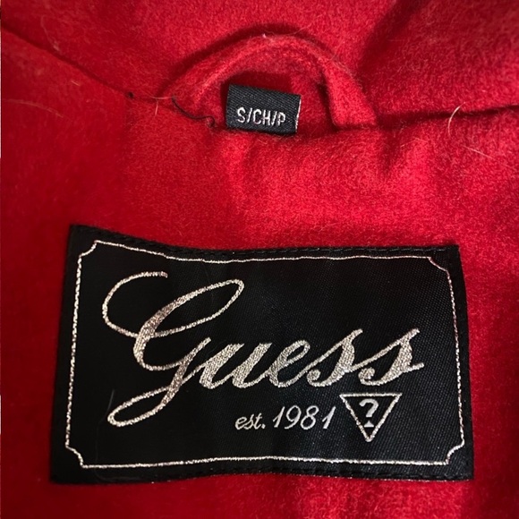 Guess red belted winter trench coat pea coat size Small - Picture 10 of 11